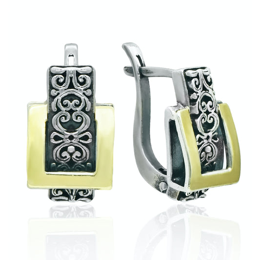 Jewellery sterling silver earrings with Gold