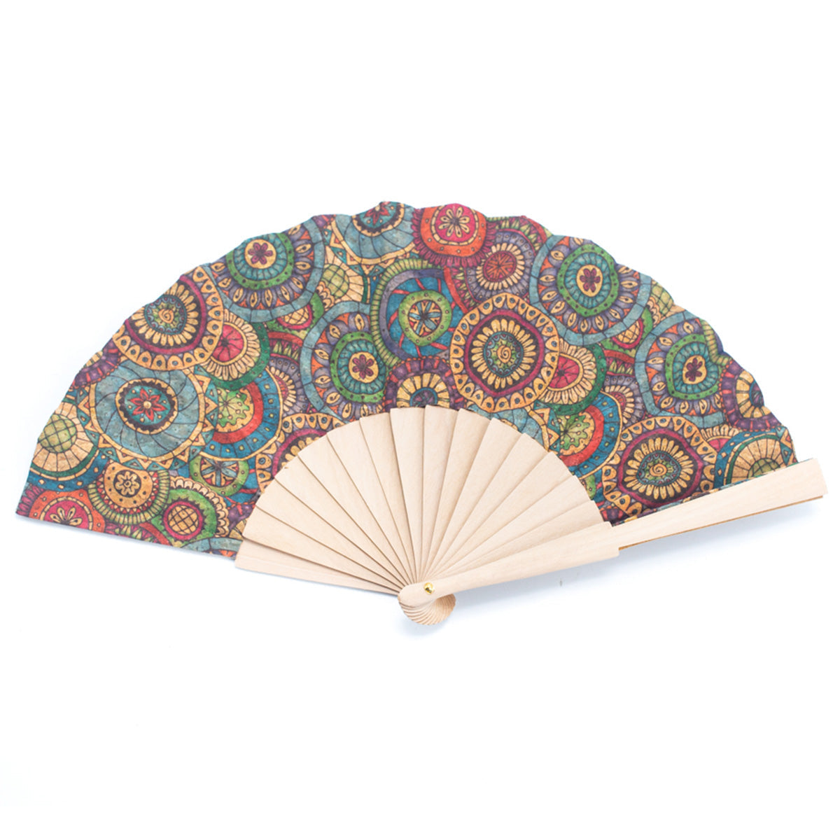 Cork Antique Wooden Folding Hand Fan