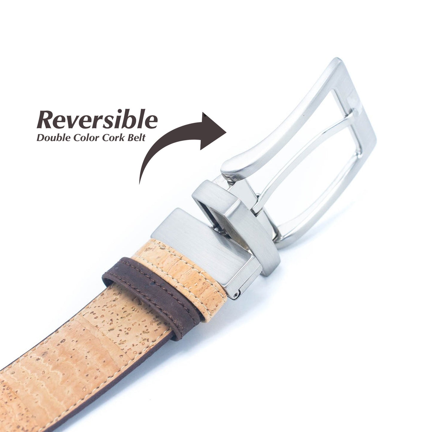 Men's Reversible Natural Cork Leather Belt