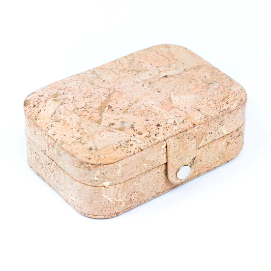 Natural/Golden/Patterned Cork Jewelry Storage Rectangular Box