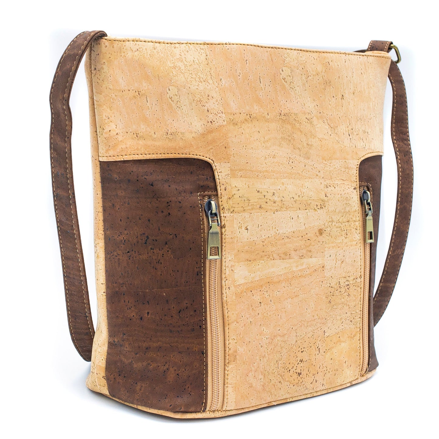 Natural&Brown cork zipper handbag crossbody lady bag