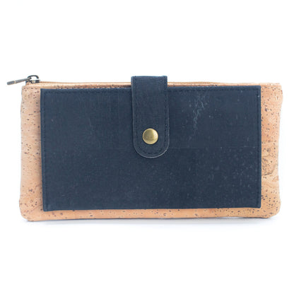 Slim Snap Closure Long Card Wallet Black, Green, Red, and Brown