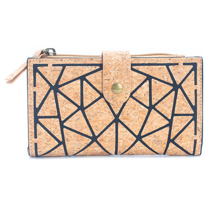 Geometric shape all cork material Ladies Buckle Card Holder Wallet Purse