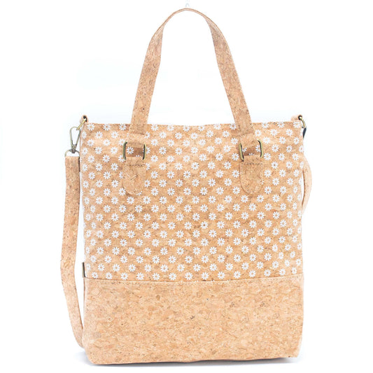 Natural cork women handbag with pattern