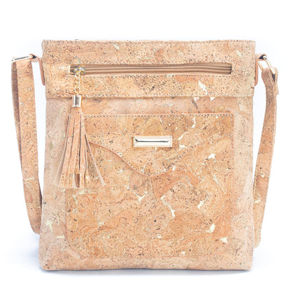 Natural Cork with Gold and Silver Accents - Women's Cork Crossbody Bag