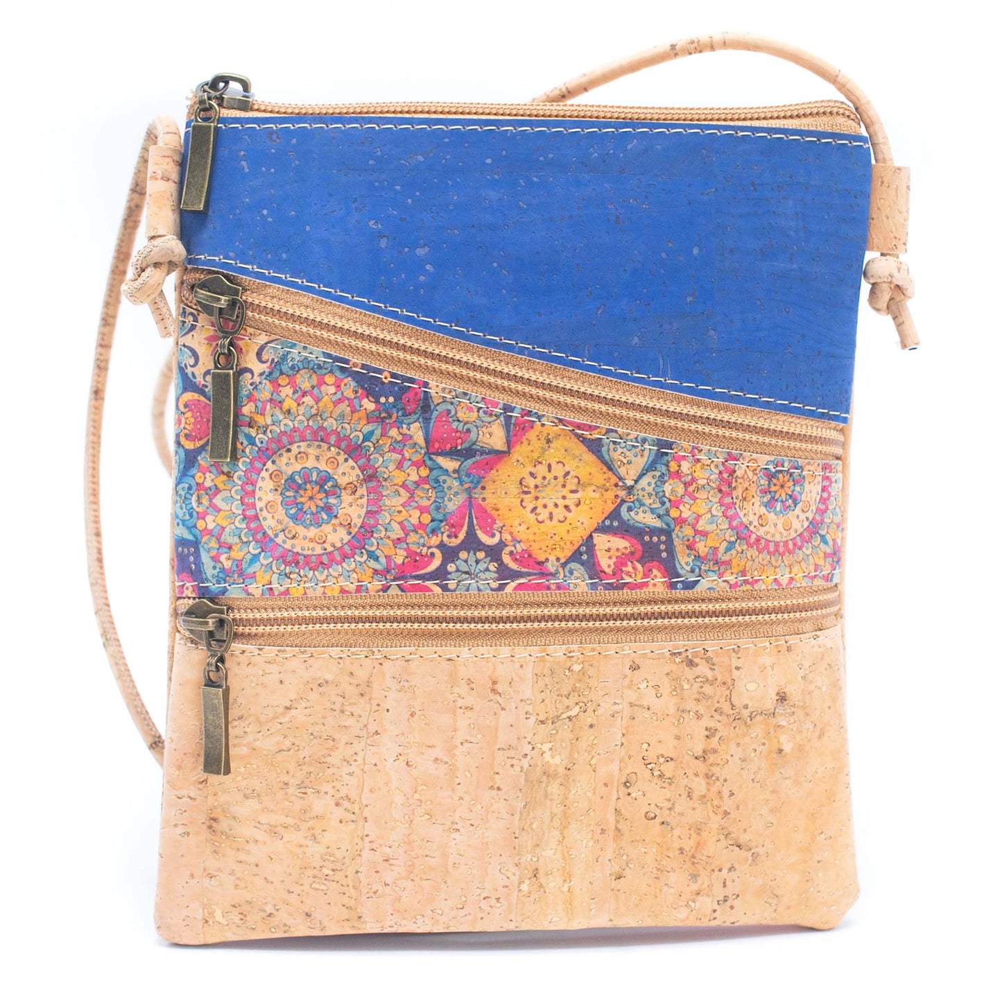 Cork Pattern stitching ladies cork zipper crossbody bag