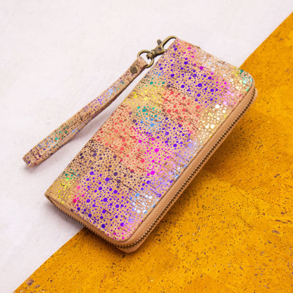 All cork Glitz Polka Vegan Zipper Wallet