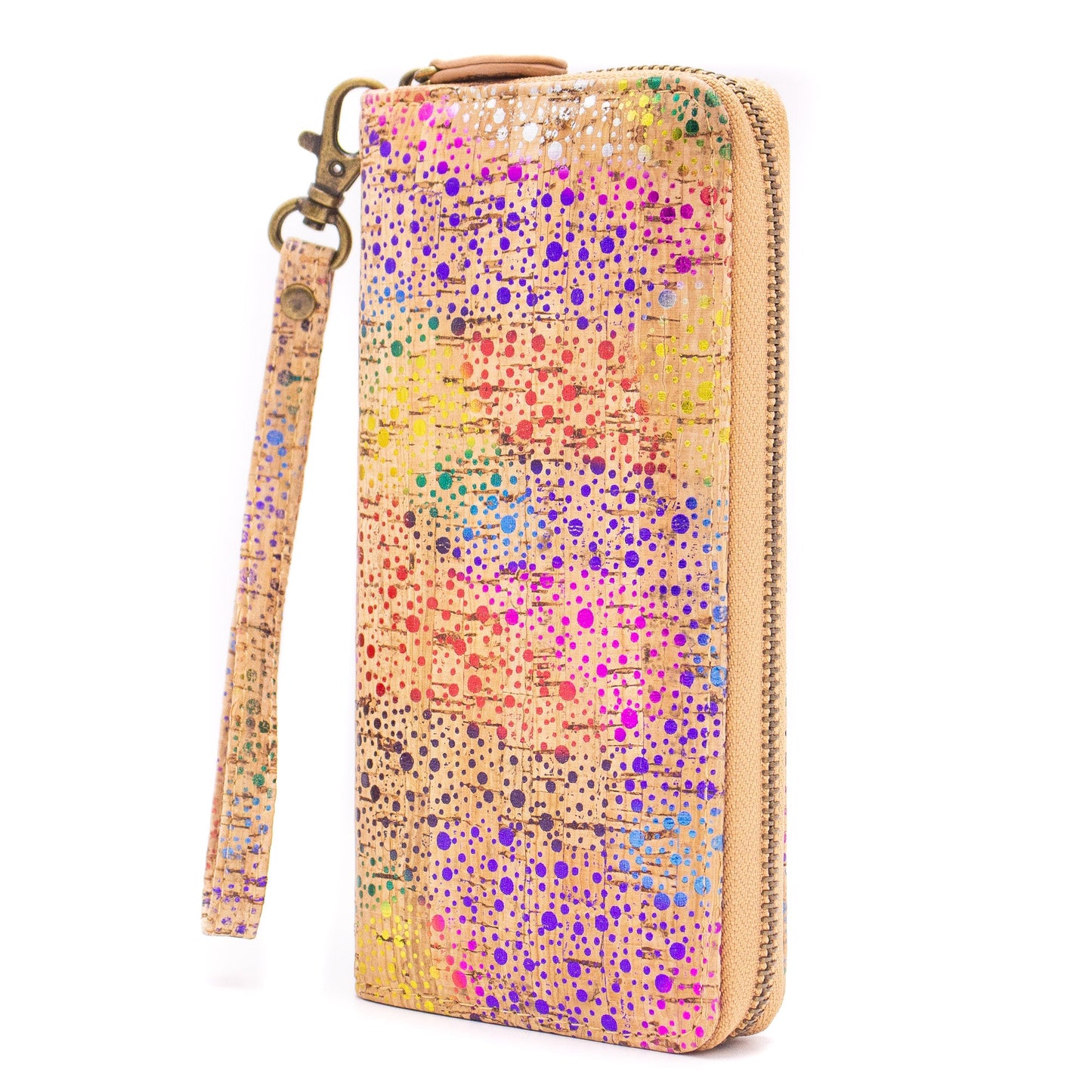 All cork Glitz Polka Vegan Zipper Wallet