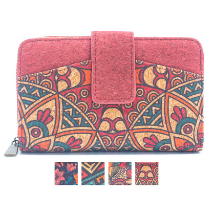 All cork women card wallet Colors cork Mini-Flap Printed Wallet