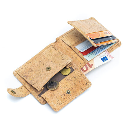 All natural original Cork Men Wallet with Snap Button