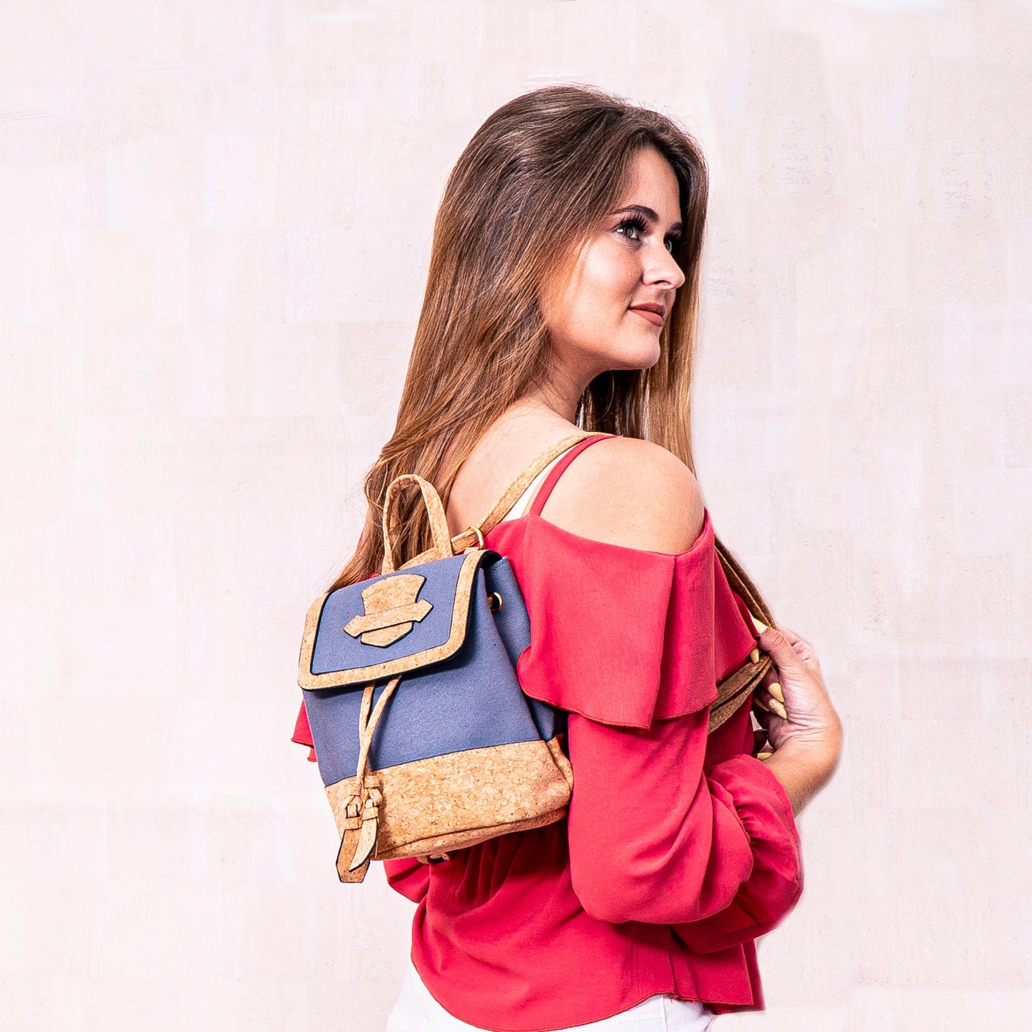 Azure Chic Cork and Cotton Backpack