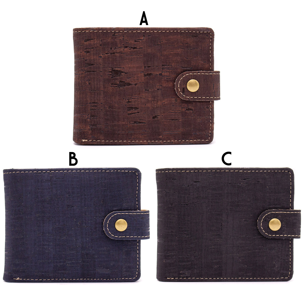 All natural original Cork Men Wallet with Snap Button