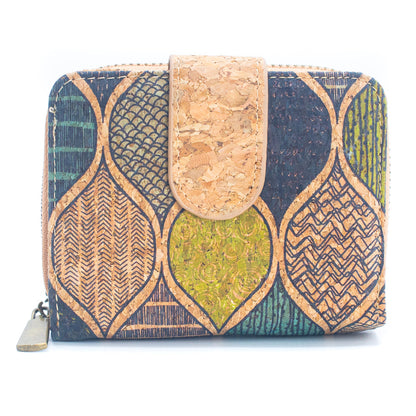 Natural Cork Printed Women's Short Card Wallet