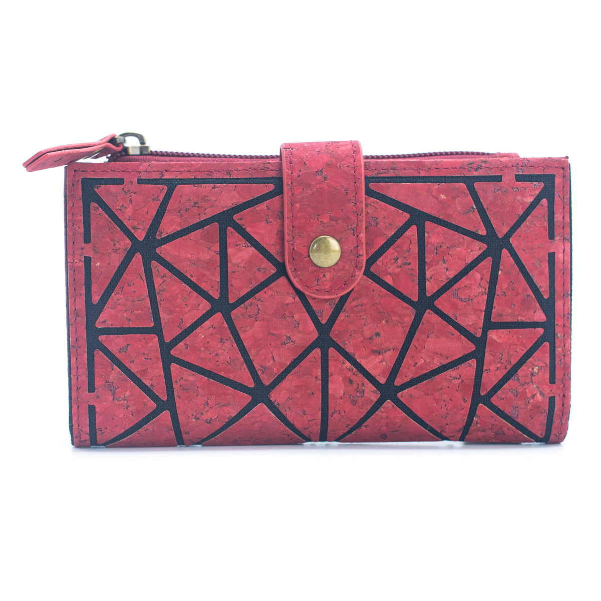 Geometric shape all cork material Ladies Buckle Card Holder Wallet Purse