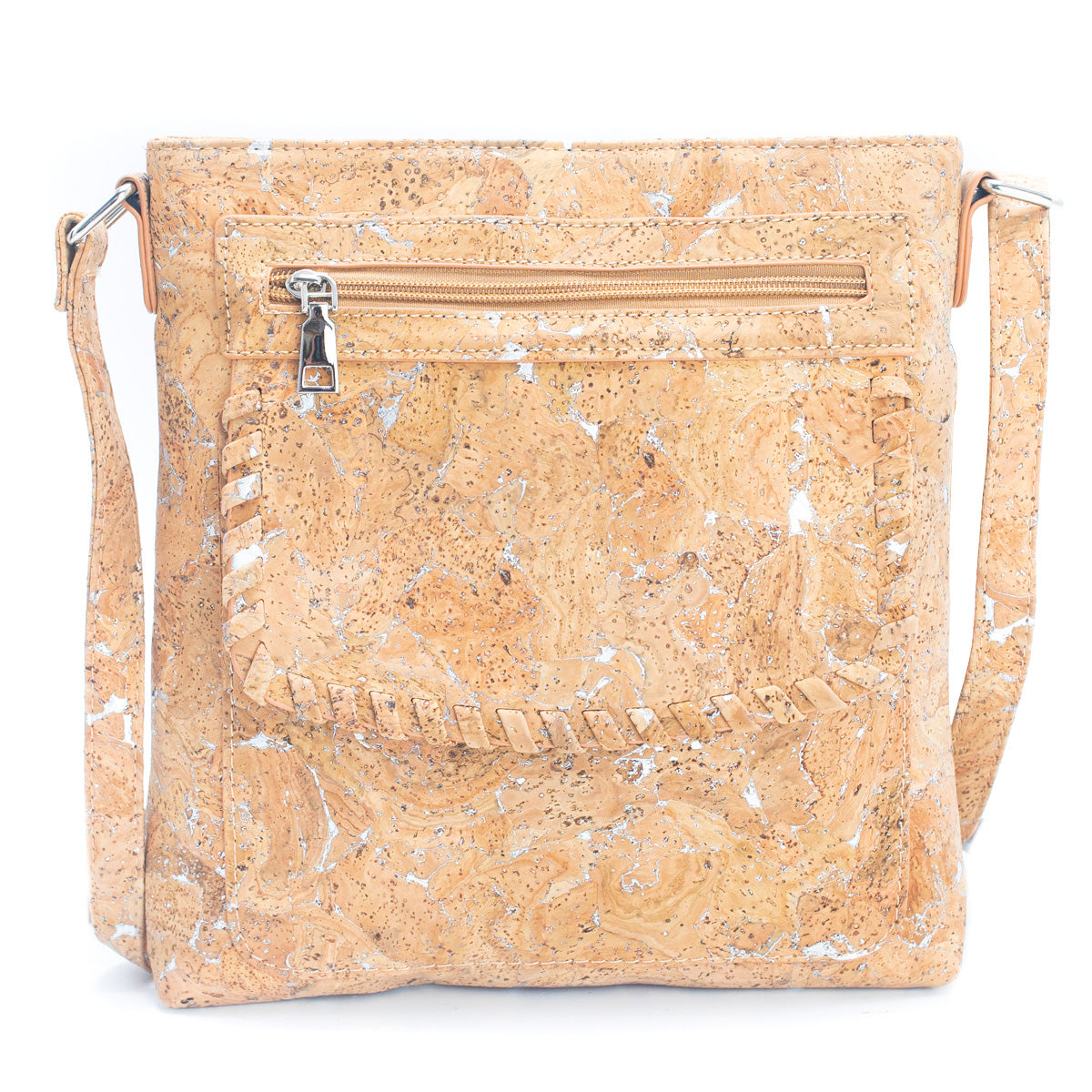 Natural Cork with Gold and Silver Accents - Women's Cork Crossbody Bag