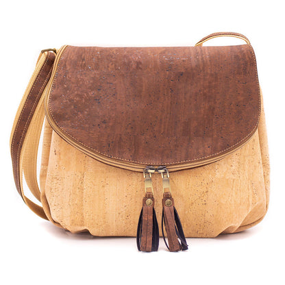 Natural cork with color tassel crossbody lady bag