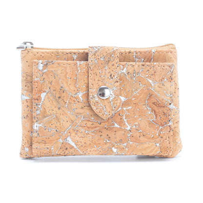 Gold and silver cork Slim snap short wallet