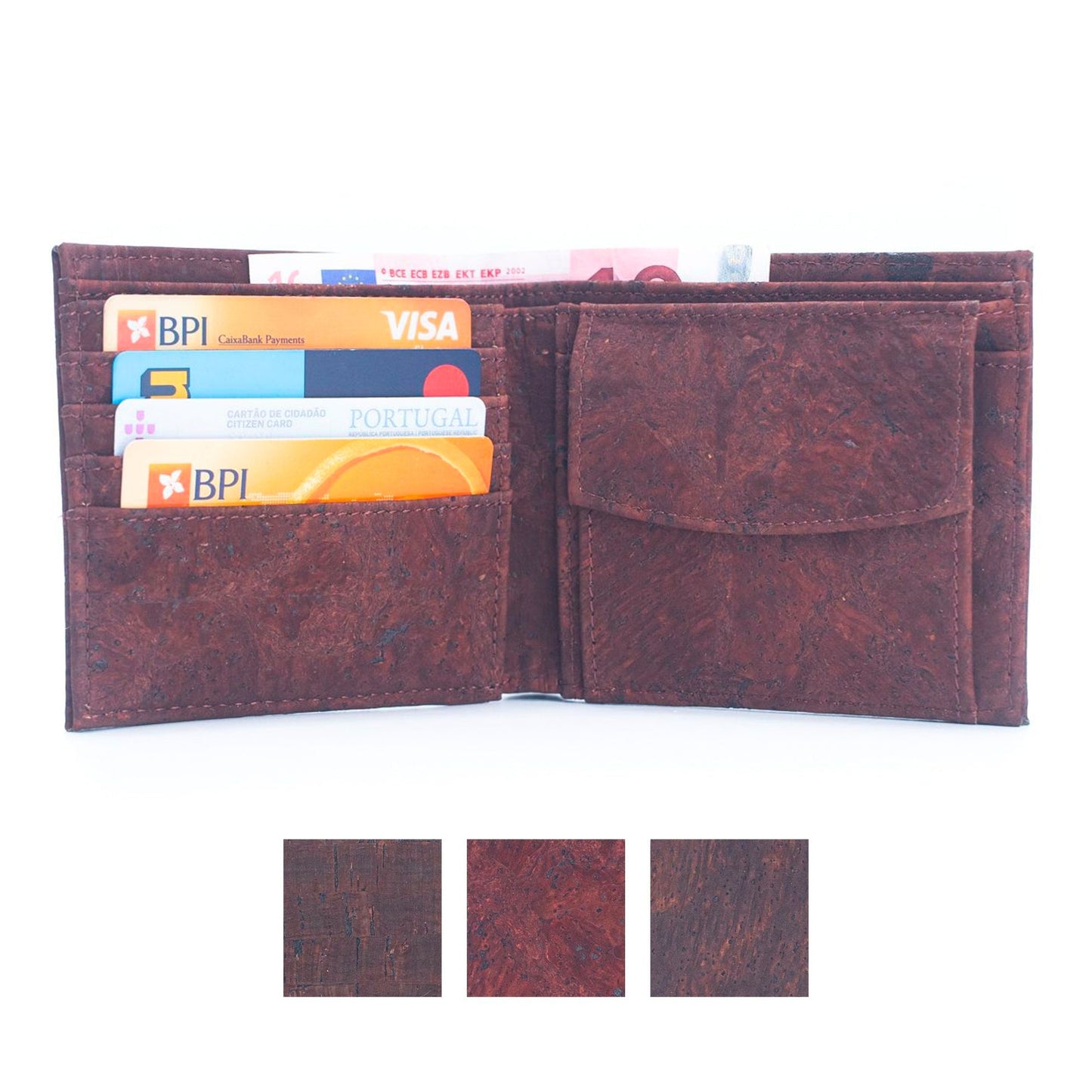 Brown Cork Men's Wallet with Box Packaging