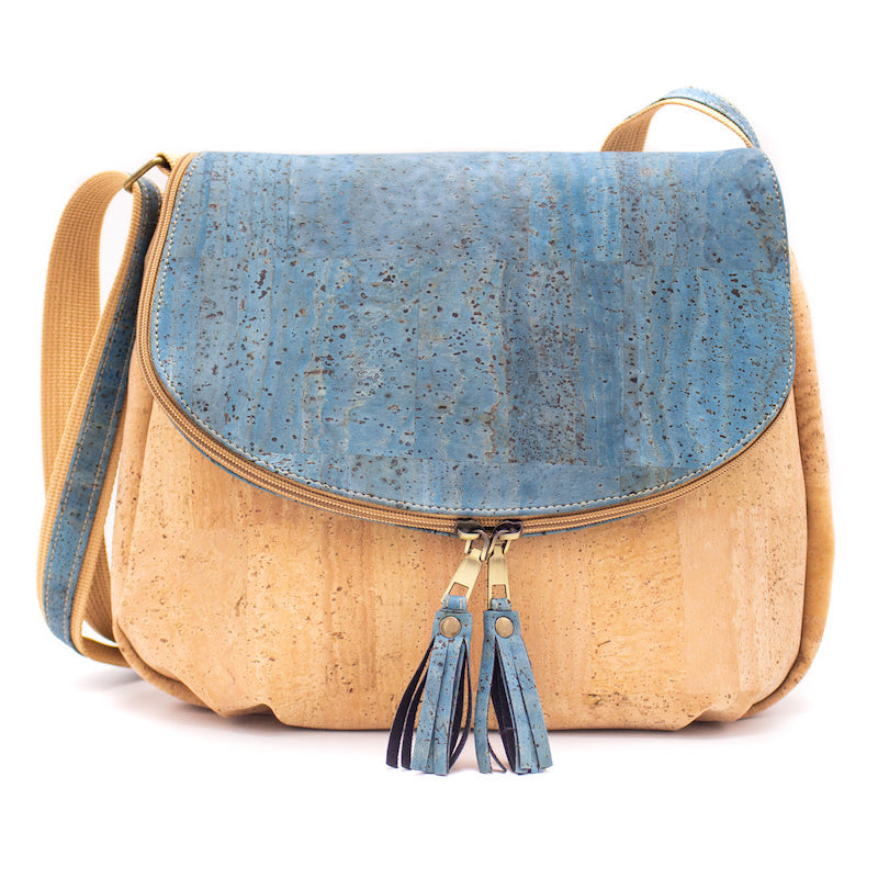 Natural cork with color tassel crossbody lady bag