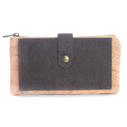 Slim Snap Closure Long Card Wallet Black, Green, Red, and Brown