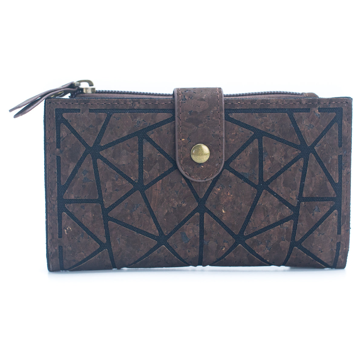 Geometric shape all cork material Ladies Buckle Card Holder Wallet Purse