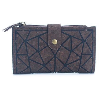 Geometric shape all cork material Ladies Buckle Card Holder Wallet Purse