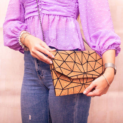 Cork Geometric Chain Crossbody cork Bag