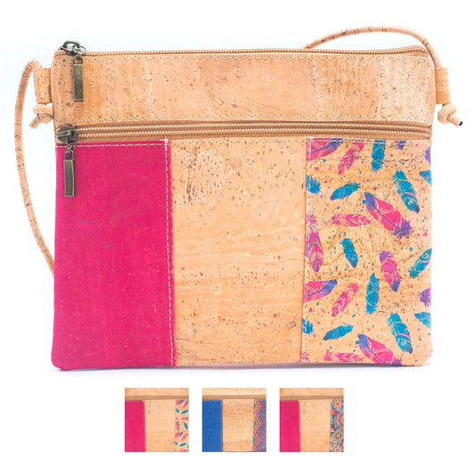 Cork Pattern stitching ladies cork zipper crossbody bag