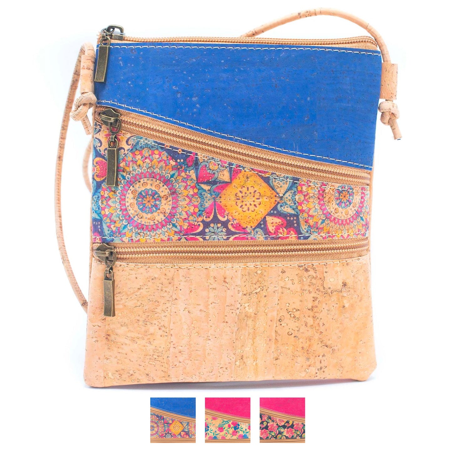 Cork Pattern stitching ladies cork zipper crossbody bag