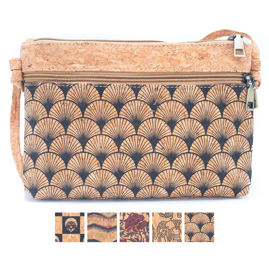 Cork with Patterned zipper crossbody bag