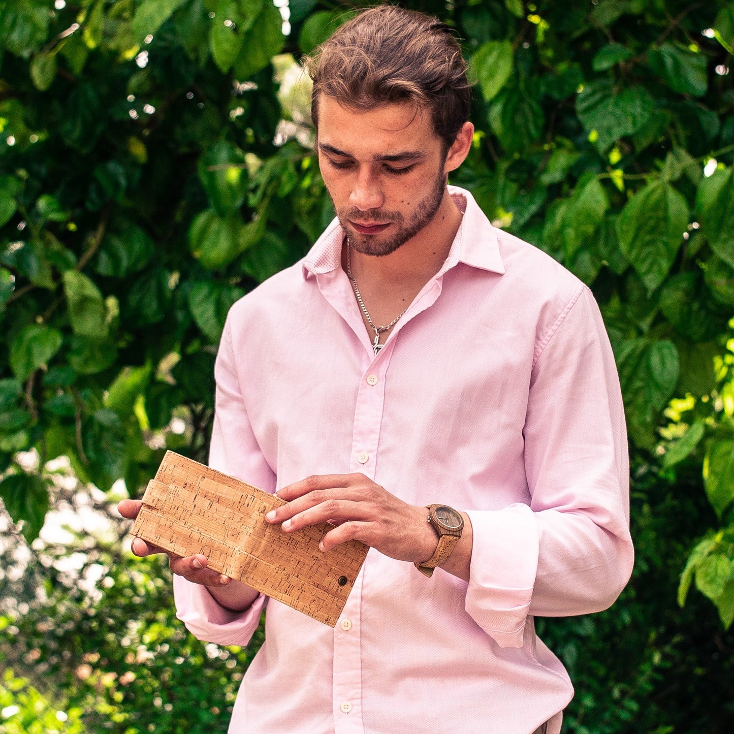 Natural rustic cork wallet for men