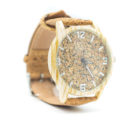 Natural Cork watch face with Strap unisex