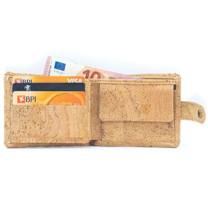 All natural original Cork Men Wallet with Snap Button