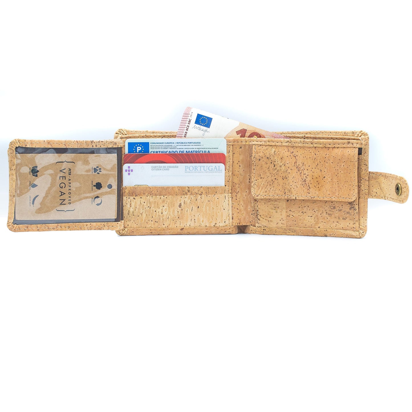 All natural original Cork Men Wallet with Snap Button