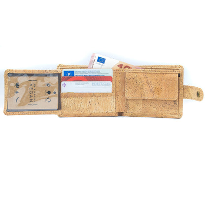 All natural original Cork Men Wallet with Snap Button