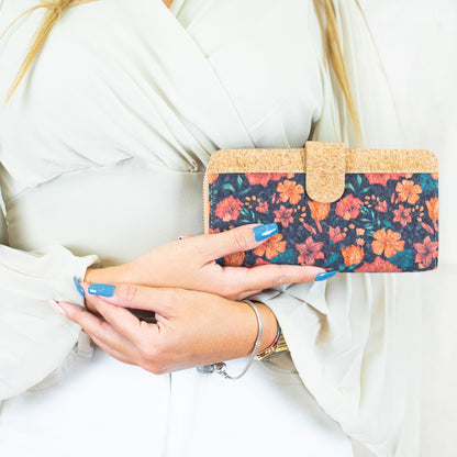Folding wallet Mandala flower pattern- Vegan Cork Wallet