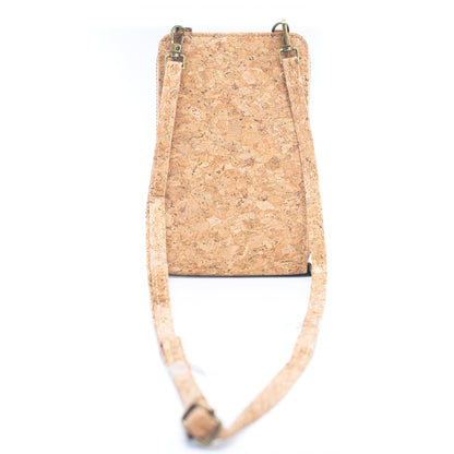 Natural Cork Crossbody double Zipper Wallet with Phone Compartiment