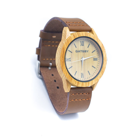 Vintage men watch Leather Strap Quartz Watch