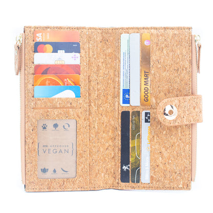 Long Cork Wallets with Floral Mosaic Print