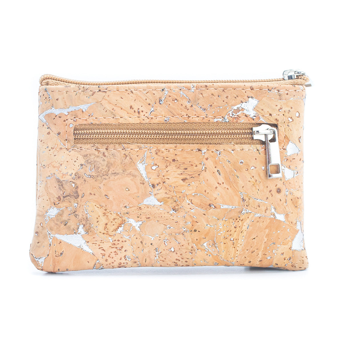 Gold and silver cork Slim snap short wallet