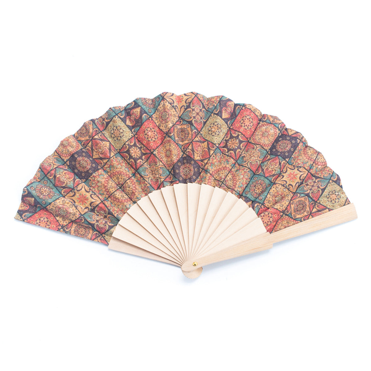 Cork Antique Wooden Folding Hand Fan