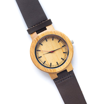 Bamboo Watch Eco Herrenuhr Eco Naturlederarmband