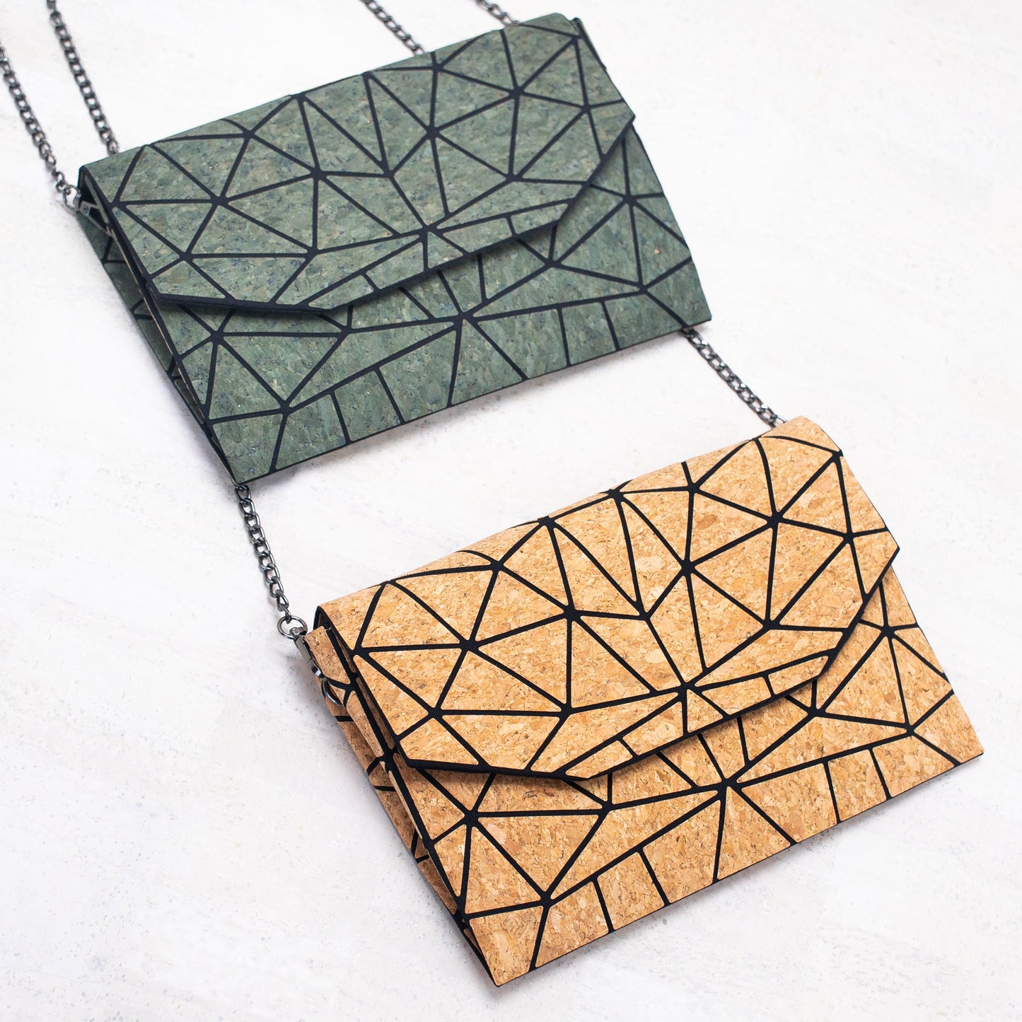 Cork Geometric Chain Crossbody cork Bag