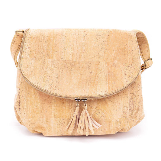 Natural cork with color tassel crossbody lady bag