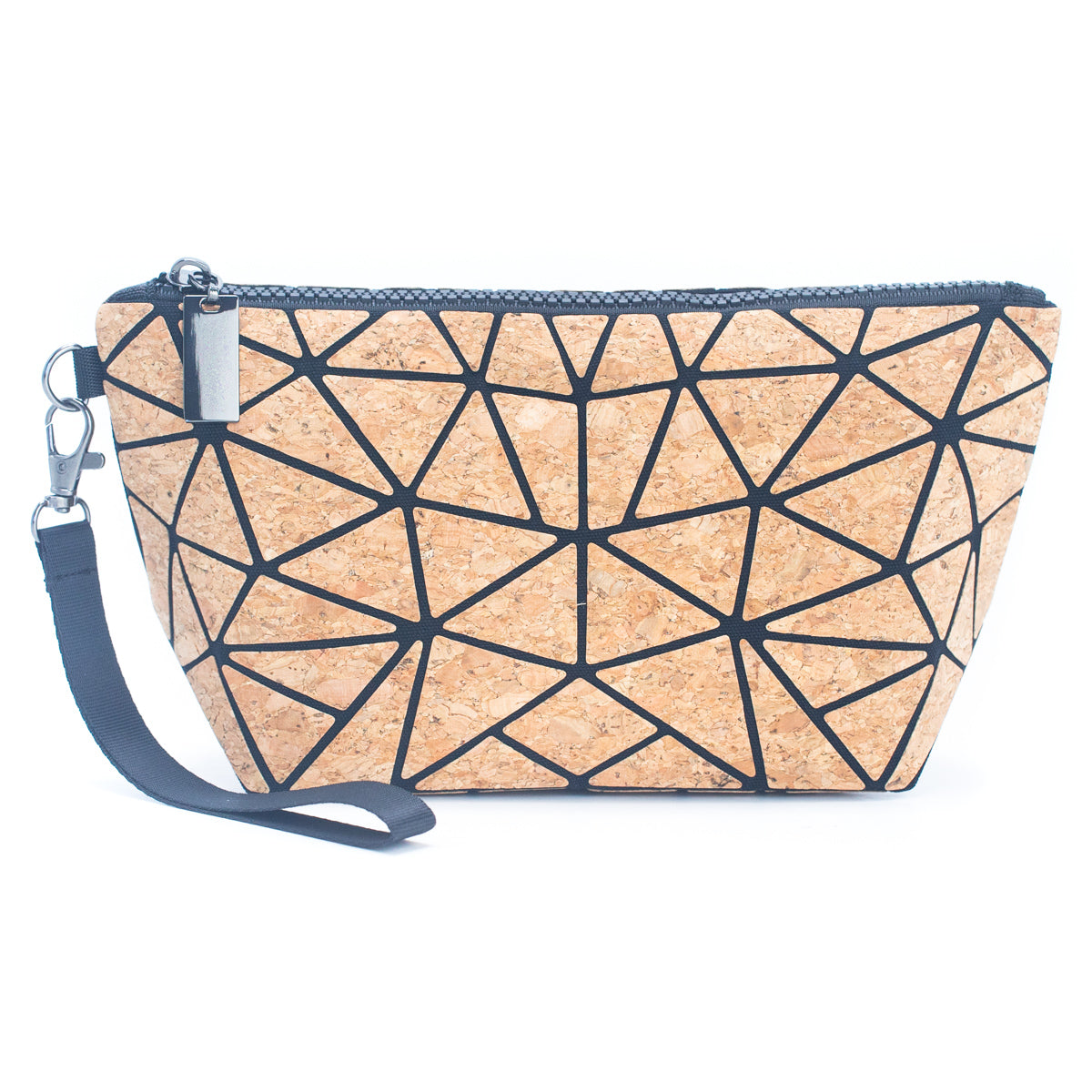 Natural Cork Geometric Pattern Organizer Pouch and Makeup Bag