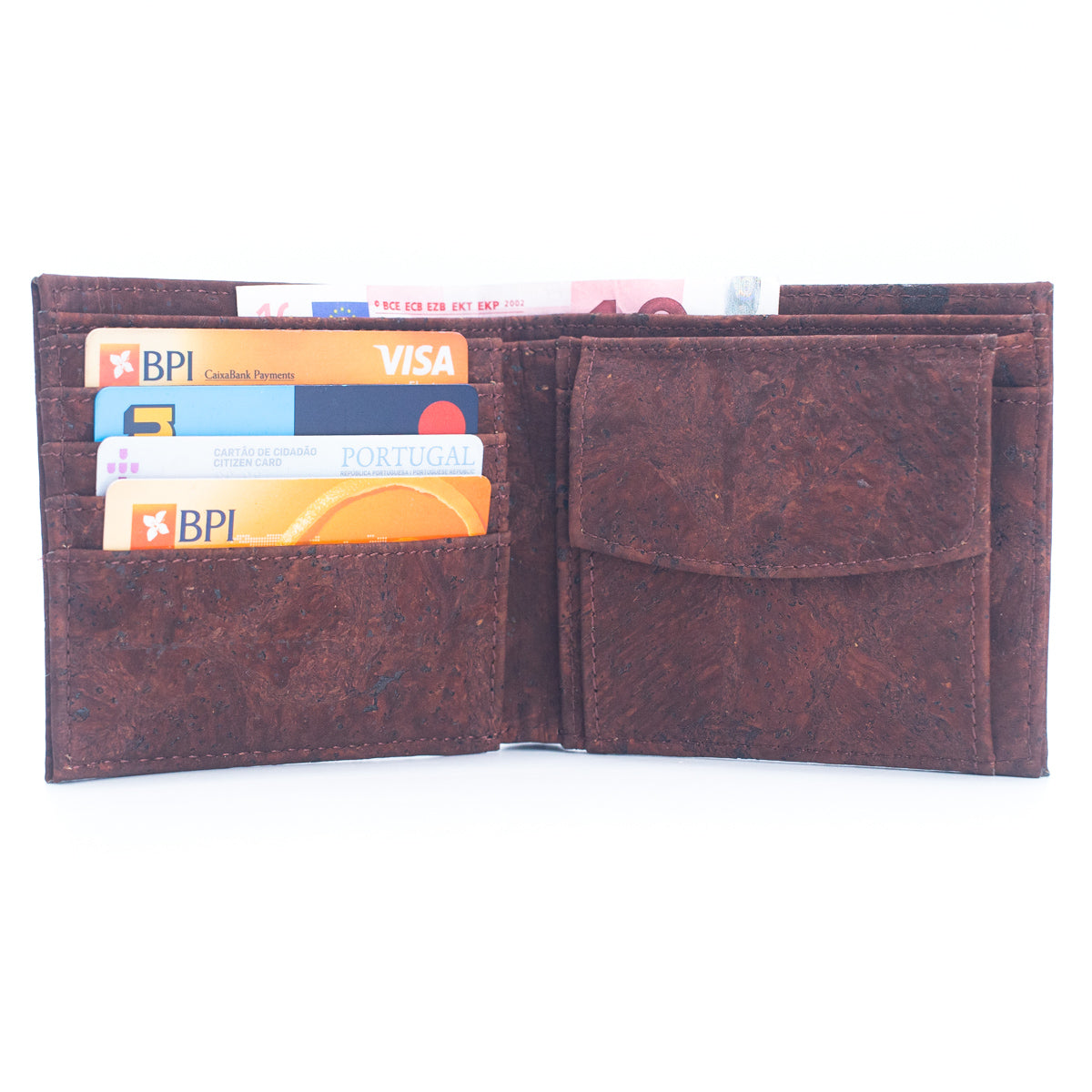 Brown Cork Men's Wallet with Box Packaging