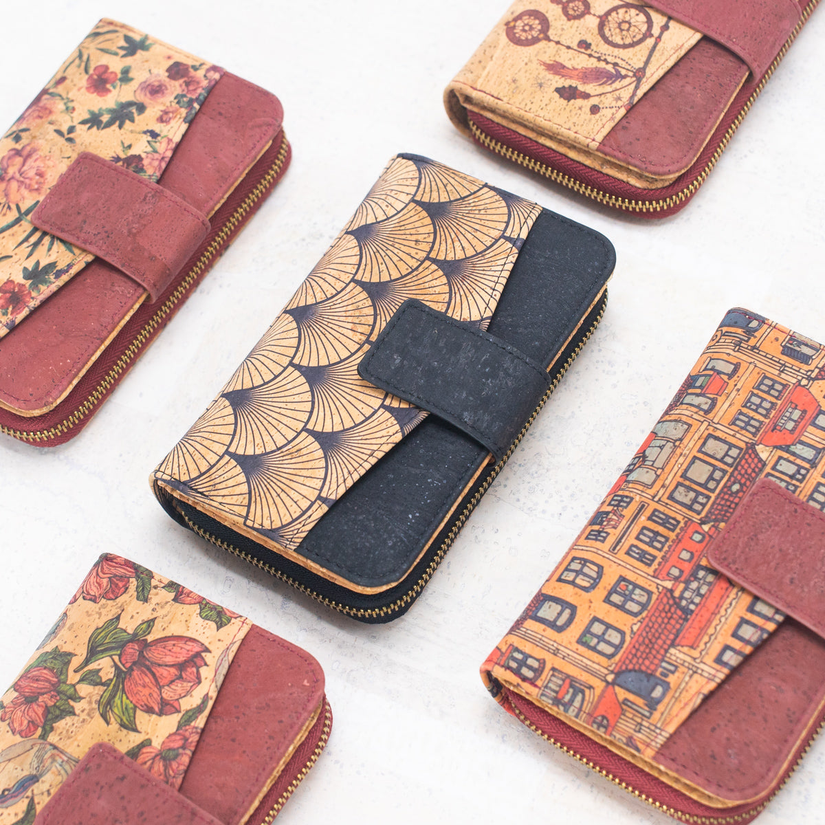 Natural Cork Printed Cardholder Wallet for Women