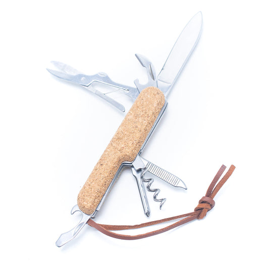 Multifunctional Pocket Knife with Cork Handle