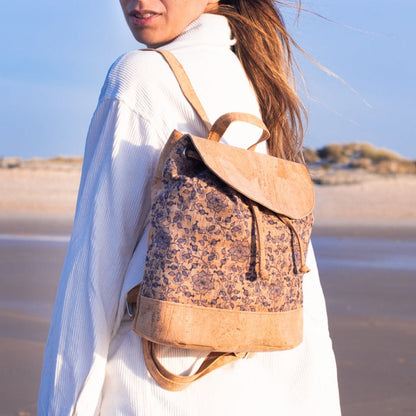 Drawstring closure women's cork backpack