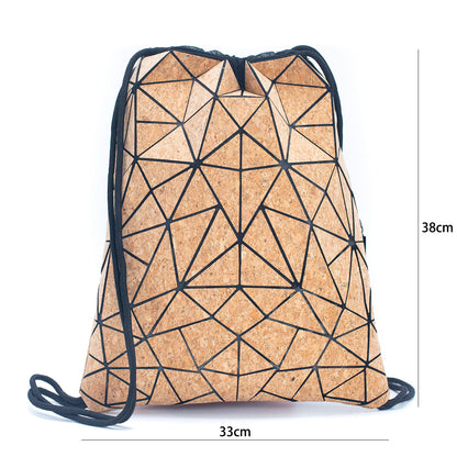 Geometric Drawstring cork Backpack Sports